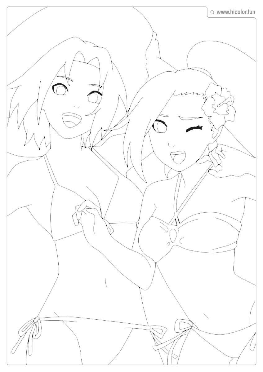 IMAGEM SAKURA E HINATA PARA COLORIR