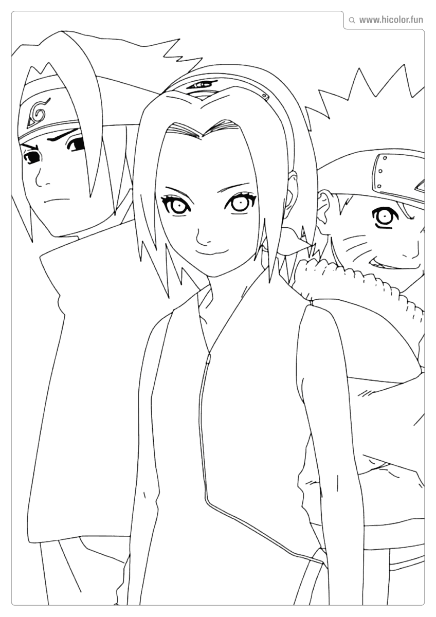 IMAGEM SAKURA SASUKE E NARUTO PARA COLORIR