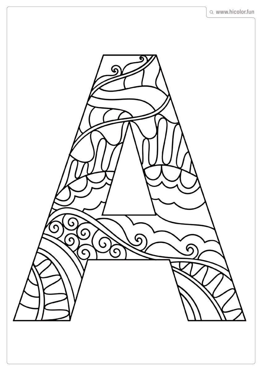 LETRA A PARA COLORIR E IMPRIMIR MANDALA