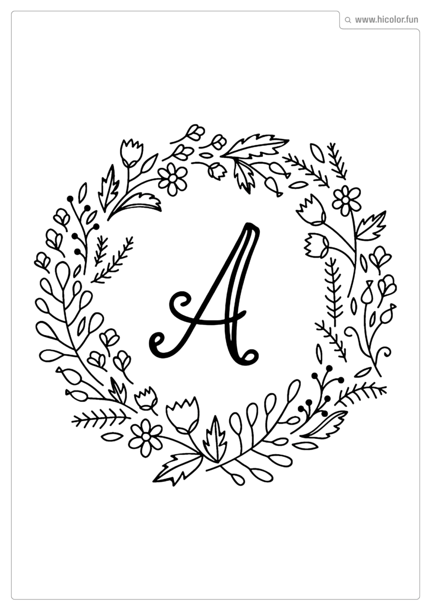 LETRA A PARA PINTAR FLORAL