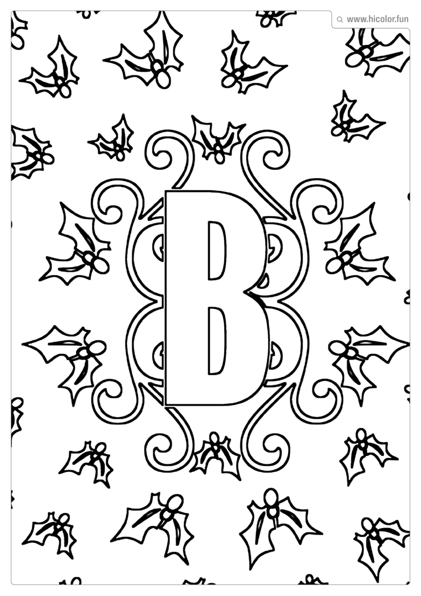 LETRA B DE PINTAR E IMPRIMIR NATAL