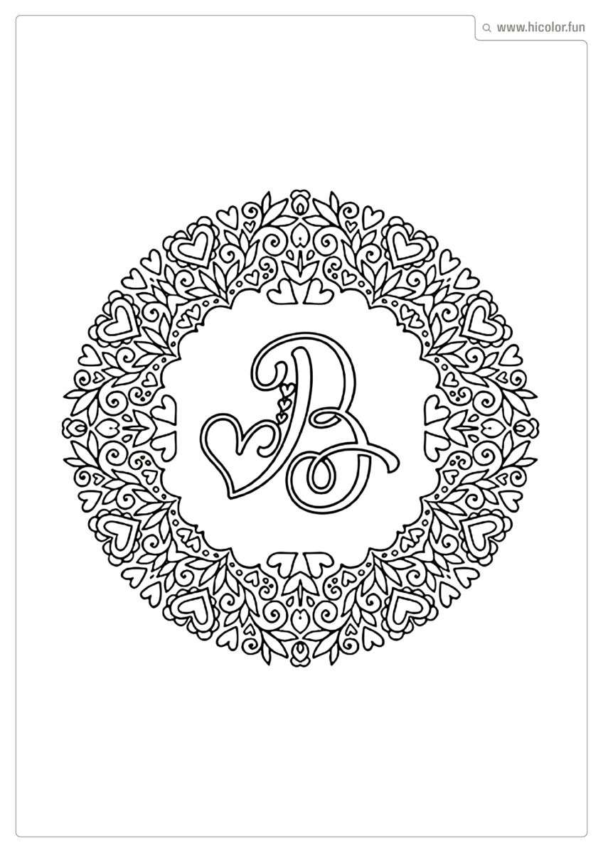 LETRA B PARA IMPRIMIR LOVE