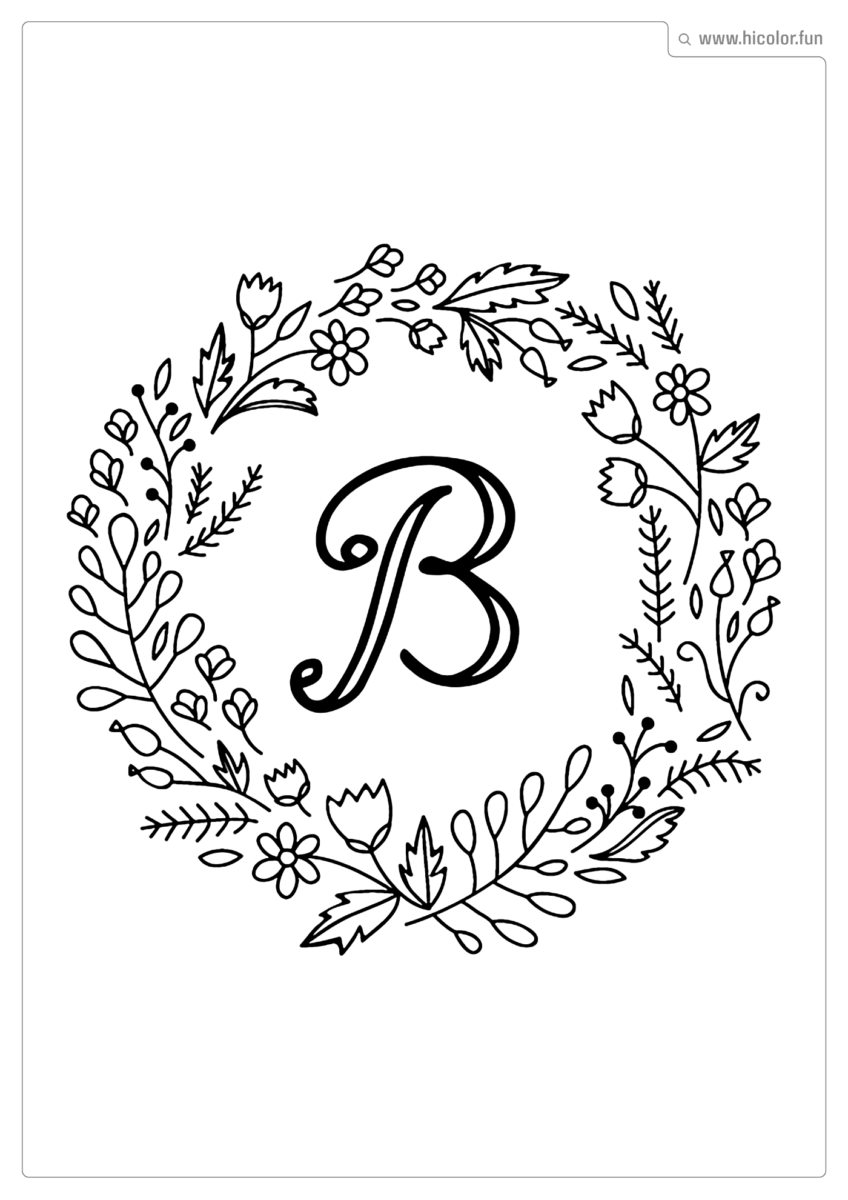 LETRA B PARA PINTAR FLORAL