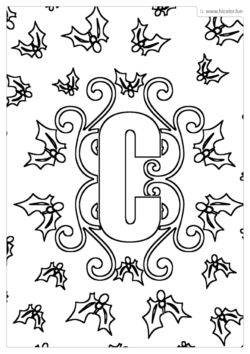 LETRA C DE PINTAR E IMPRIMIR NATAL