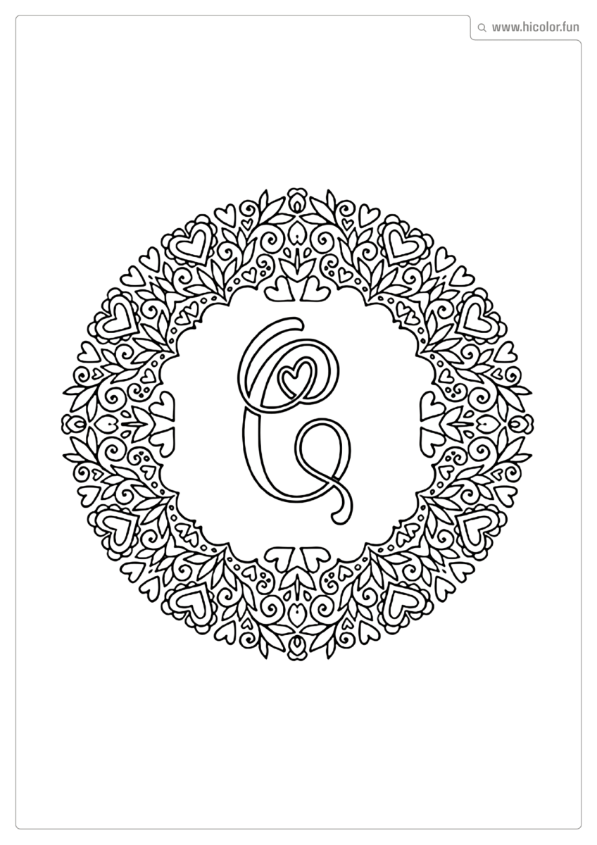 LETRA C PARA IMPRIMIR LOVE