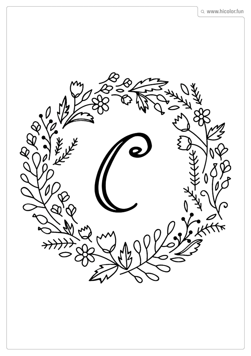 LETRA C PARA PINTAR FLORAL