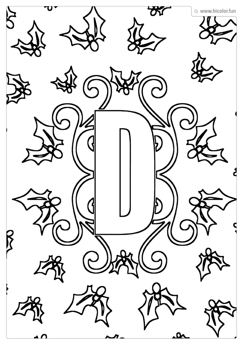 LETRA D DE PINTAR E IMPRIMIR NATAL