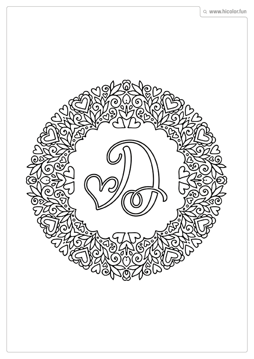 LETRA D PARA IMPRIMIR LOVE