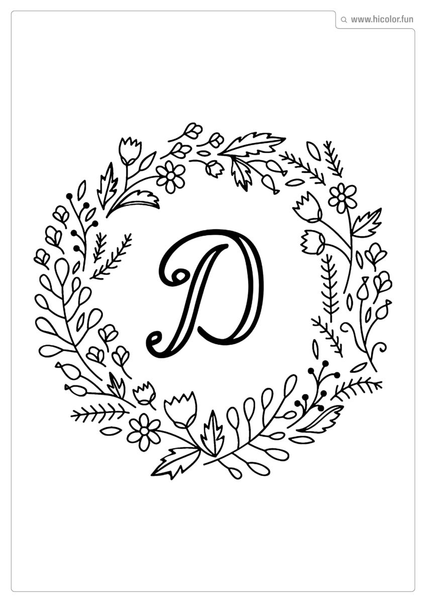 LETRA D PARA PINTAR FLORAL