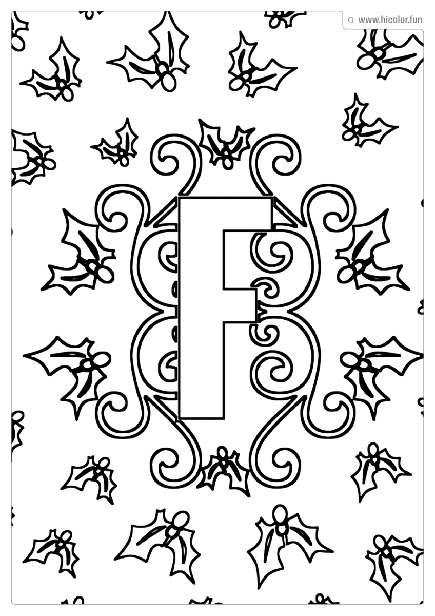 LETRA F DE PINTAR E IMPRIMIR NATAL