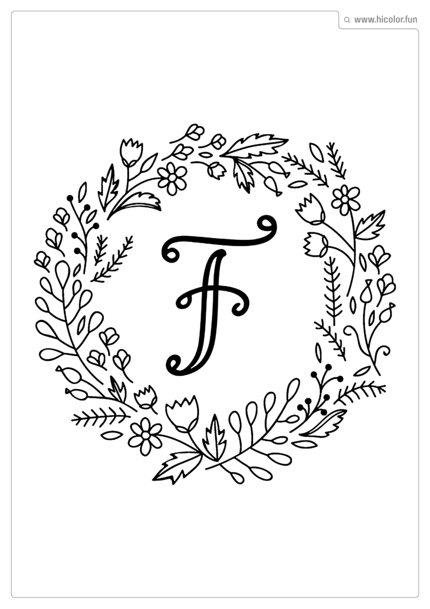 LETRA F PARA PINTAR FLORAL
