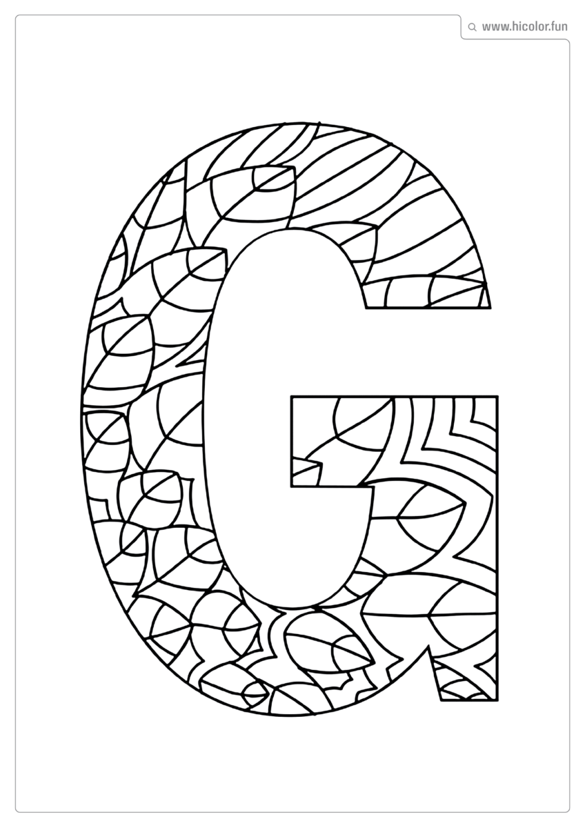 LETRA G PARA COLORIR E IMPRIMIR MANDALA
