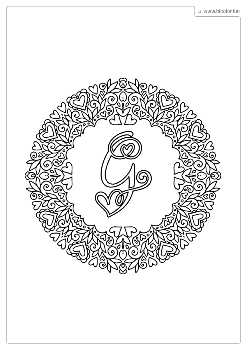 LETRA G PARA IMPRIMIR LOVE