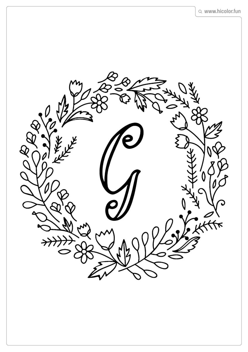 LETRA G PARA PINTAR FLORAL
