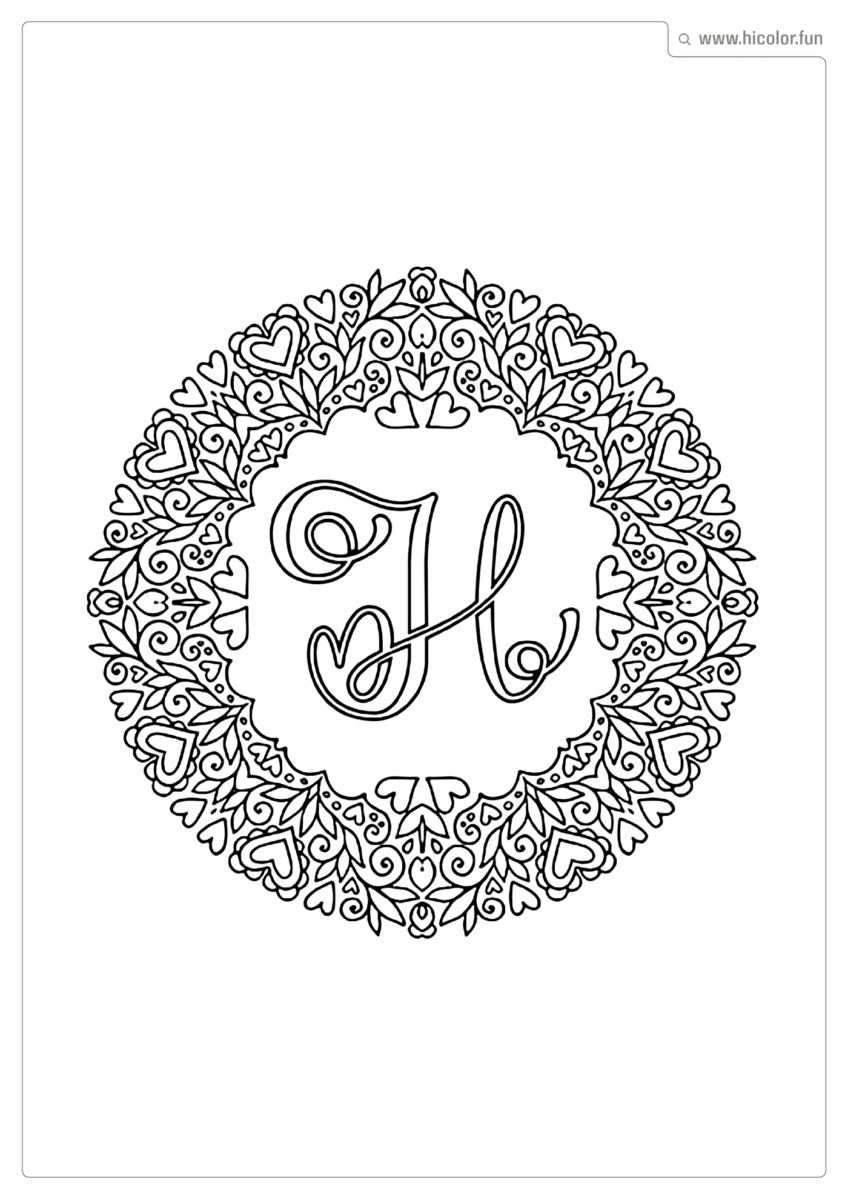 LETRA H PARA IMPRIMIR LOVE