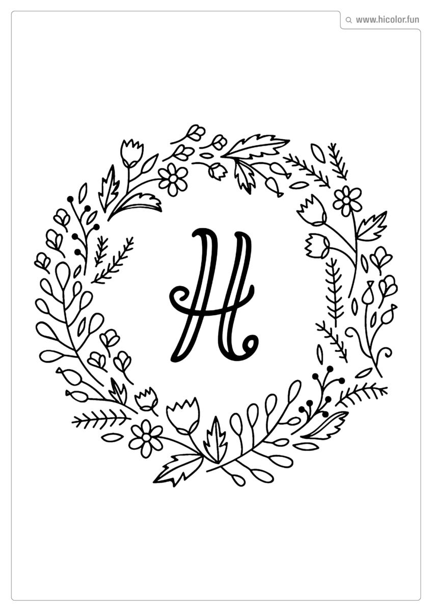 LETRA H PARA PINTAR FLORAL