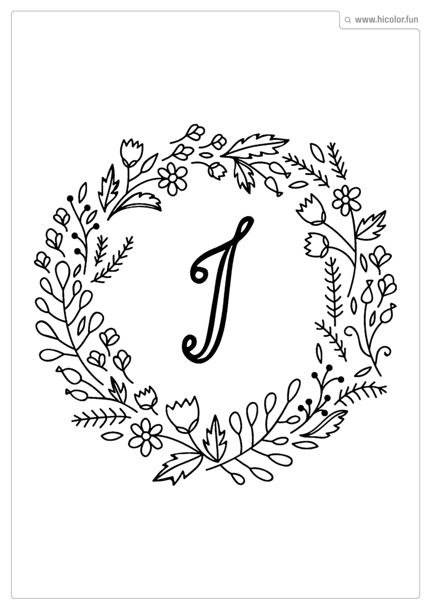 LETRA I PARA PINTAR FLORAL