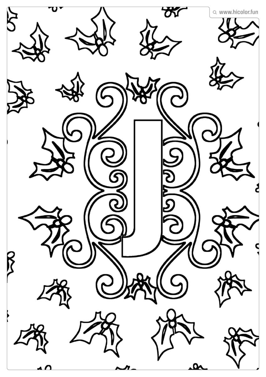 LETRA J DE PINTAR E IMPRIMIR NATAL