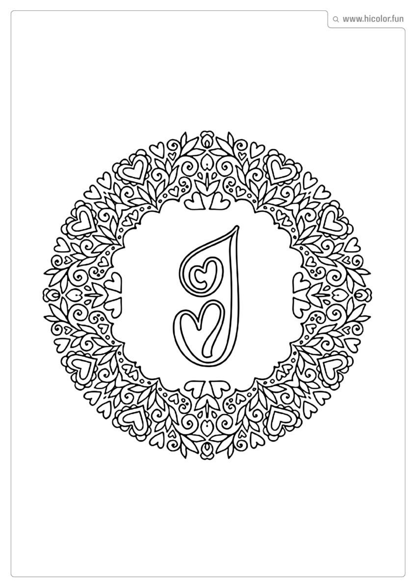 LETRA J PARA IMPRIMIR LOVE