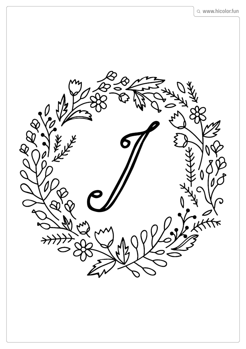 LETRA J PARA PINTAR FLORAL