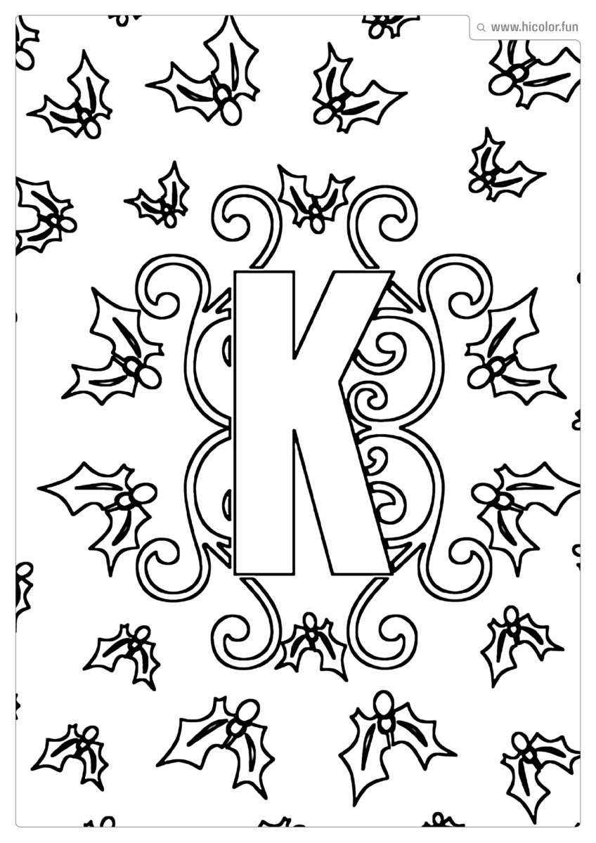 LETRA K DE PINTAR E IMPRIMIR NATAL