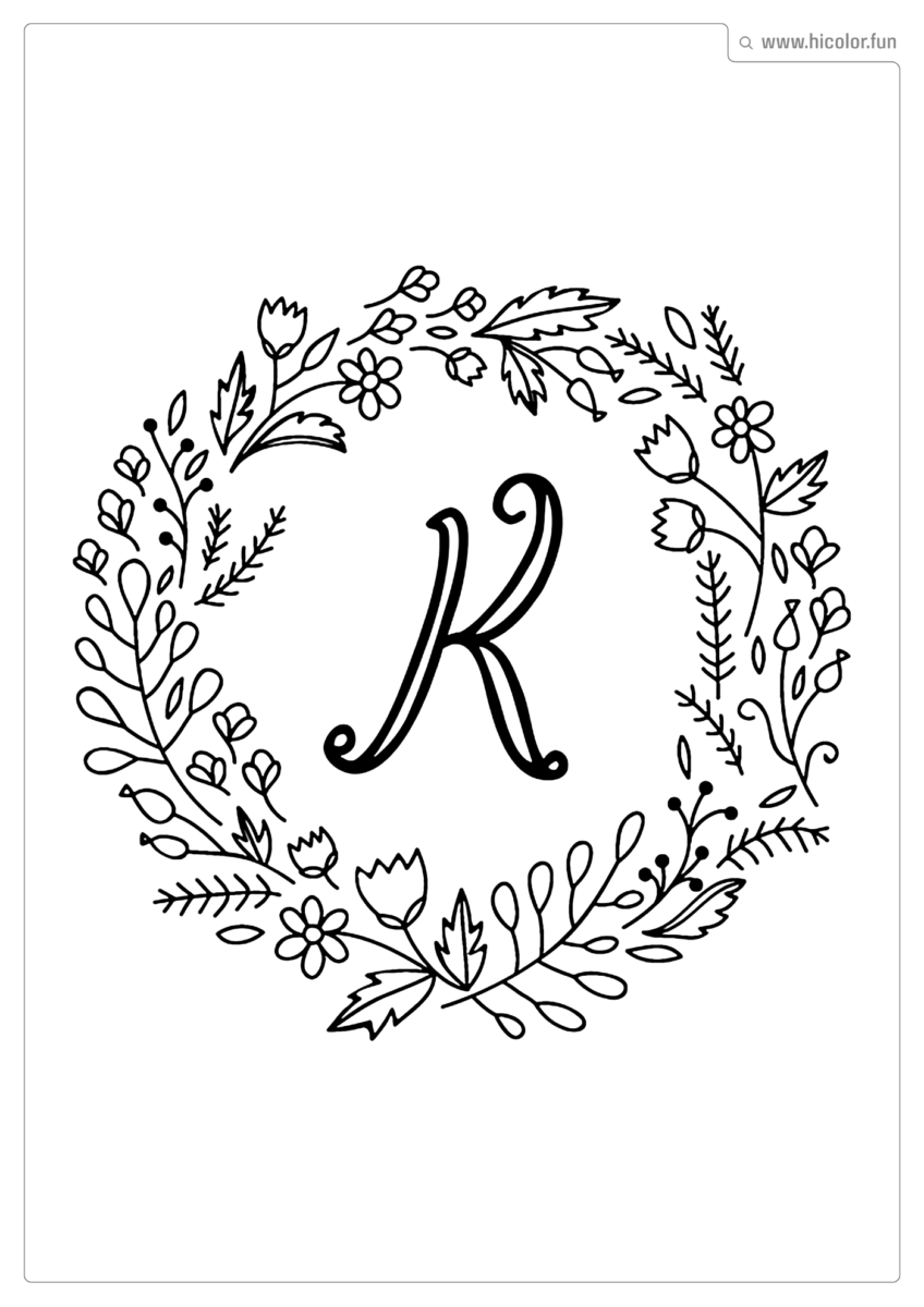 LETRA K PARA PINTAR FLORAL
