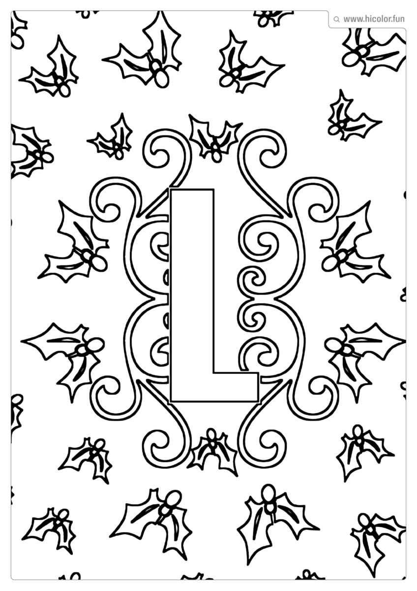 LETRA L DE PINTAR E IMPRIMIR NATAL