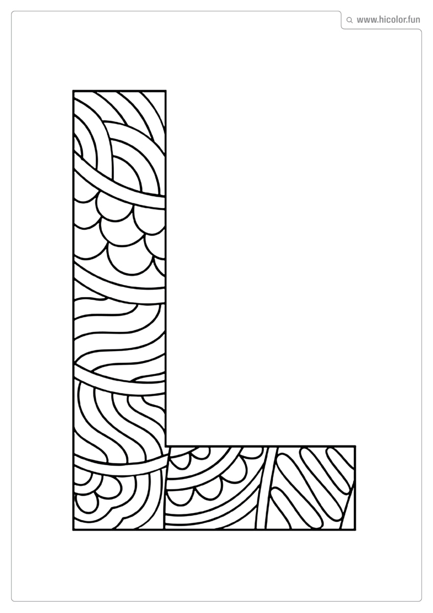 LETRA L PARA COLORIR E IMPRIMIR MANDALA
