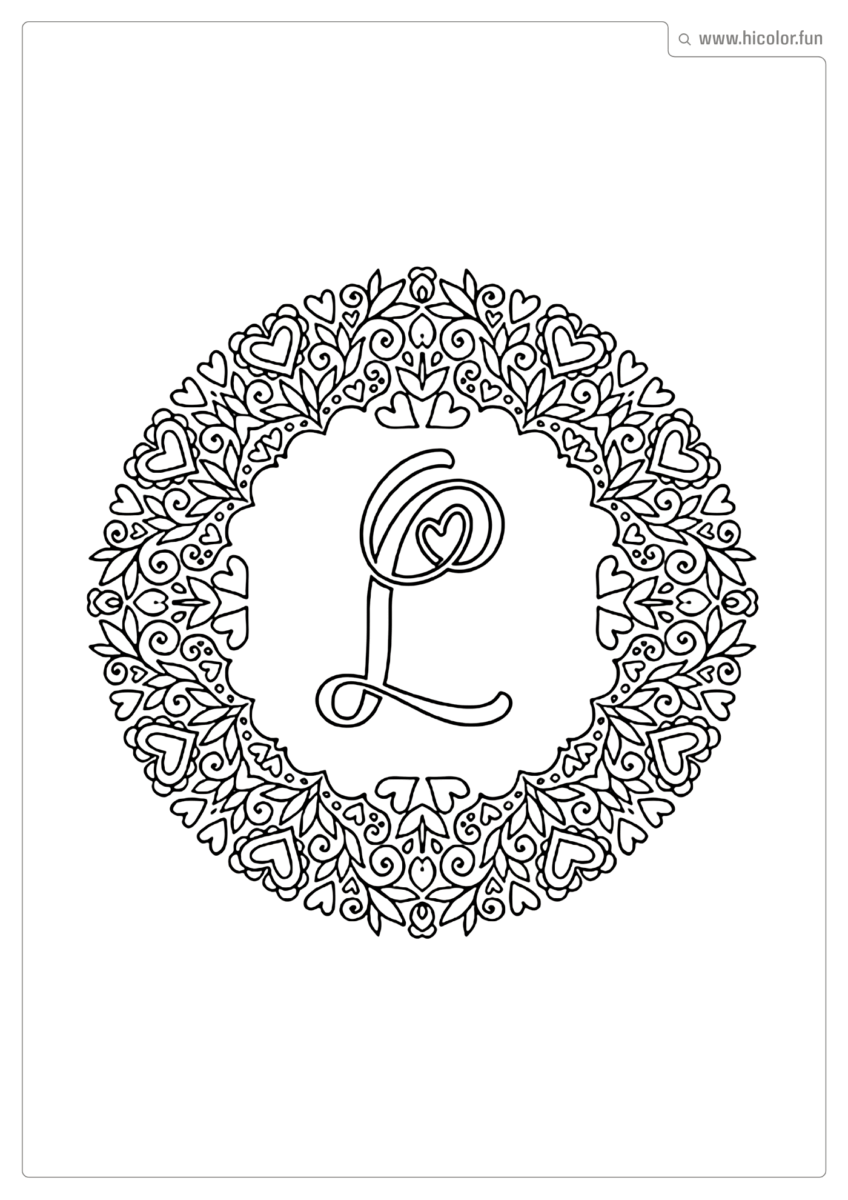 LETRA L PARA IMPRIMIR LOVE