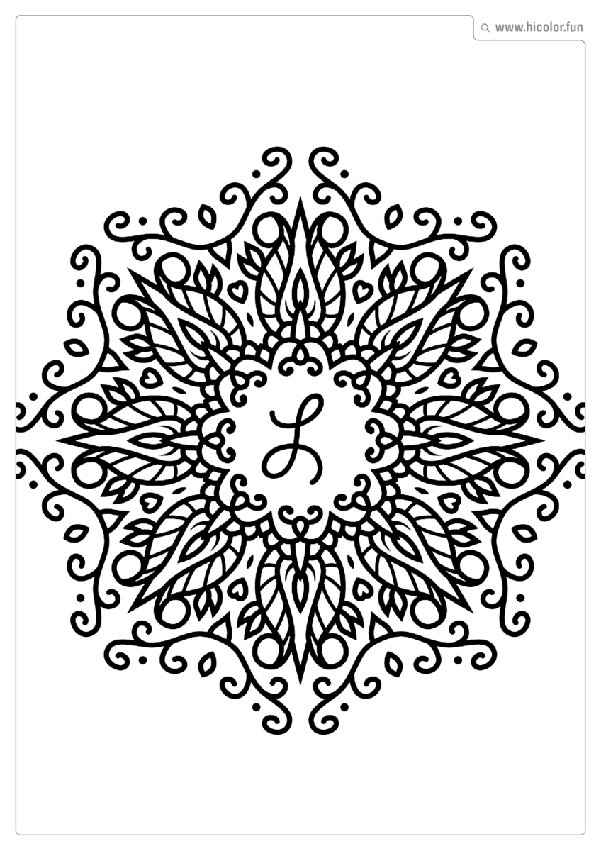 LETRA L PARA PINTAR E IMPRIMIR MANDALA ARABESCO