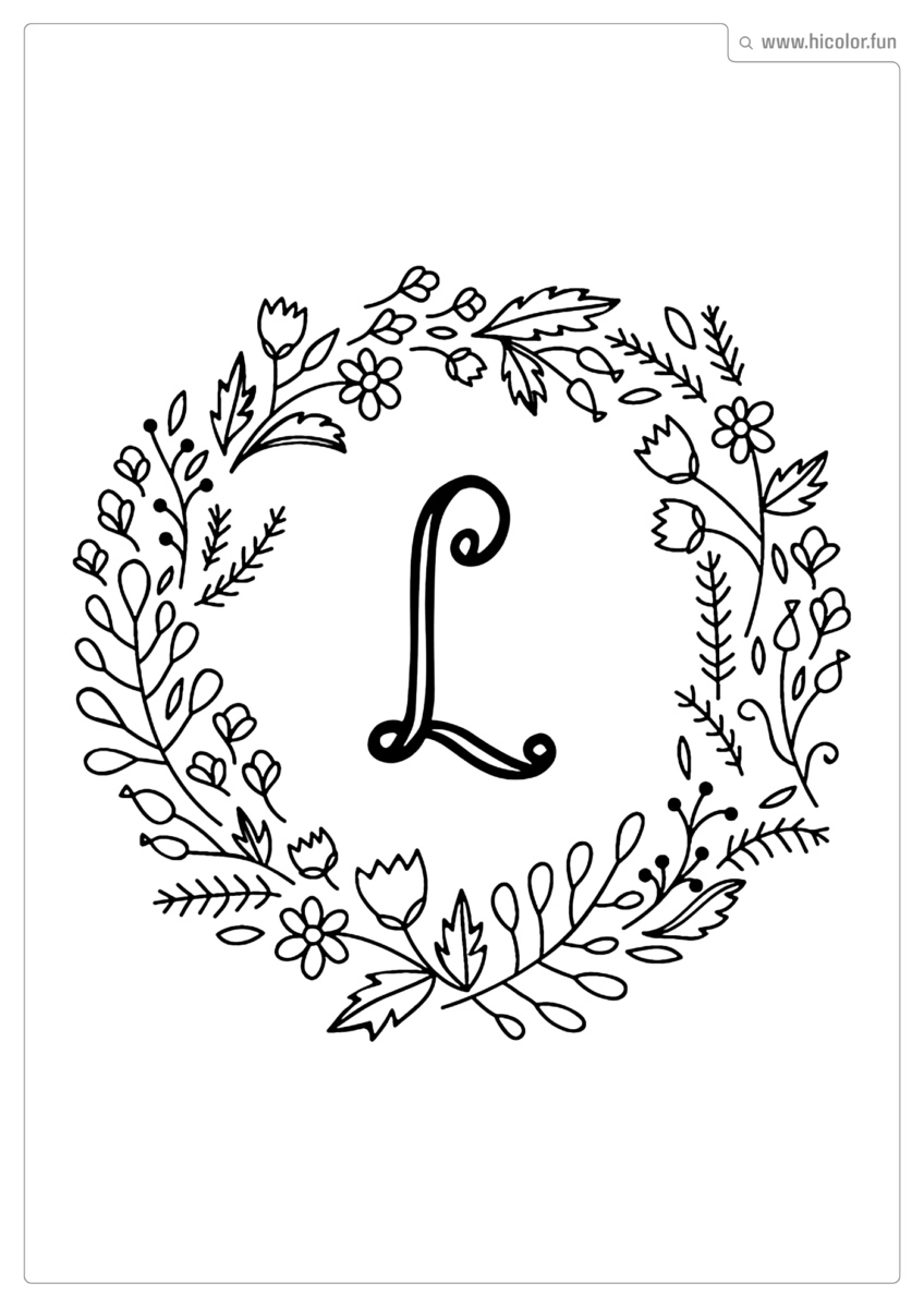 LETRA L PARA PINTAR FLORAL