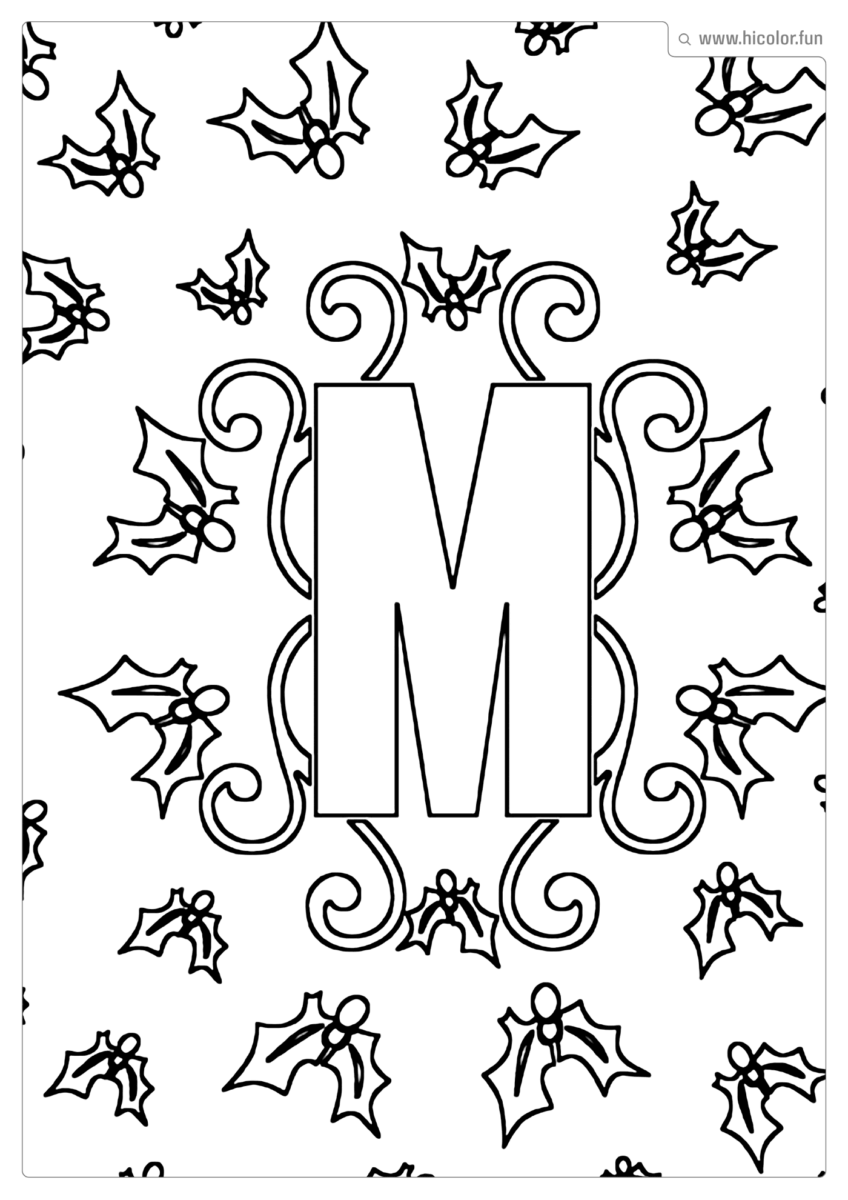 LETRA M DE PINTAR E IMPRIMIR NATAL