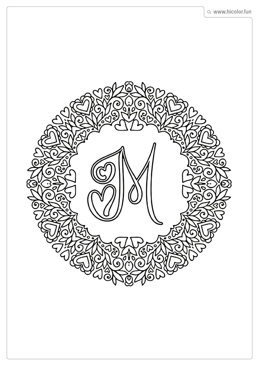 LETRA M PARA IMPRIMIR LOVE