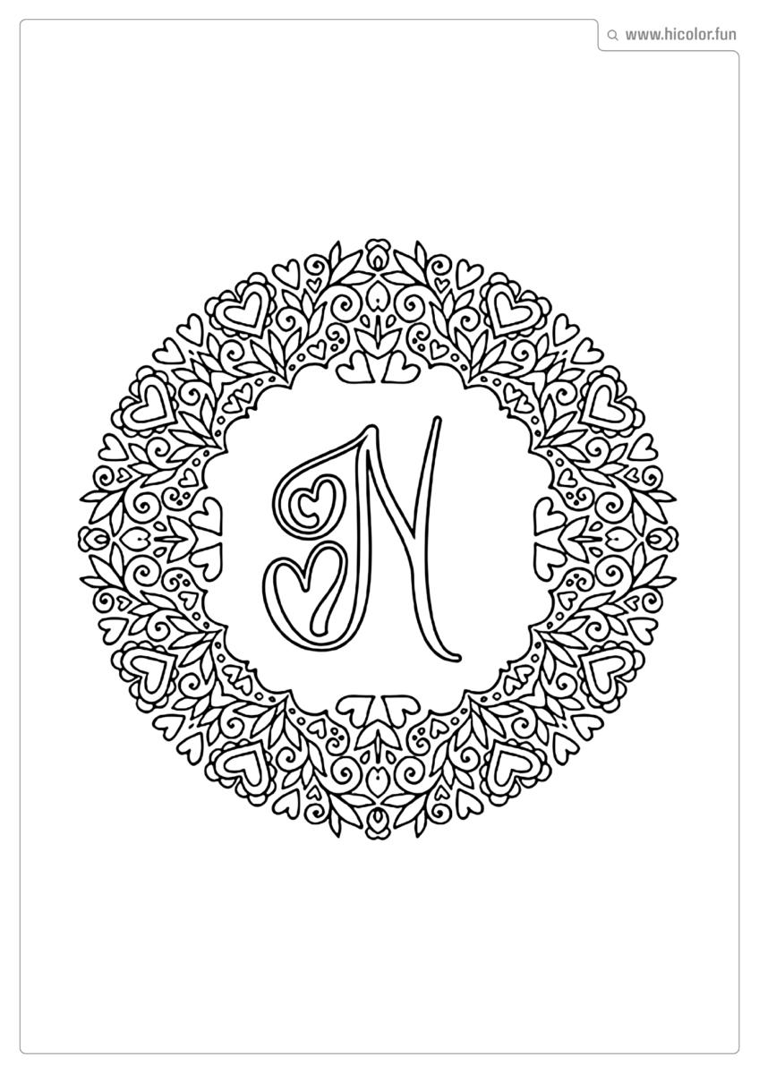 LETRA N PARA IMPRIMIR LOVE