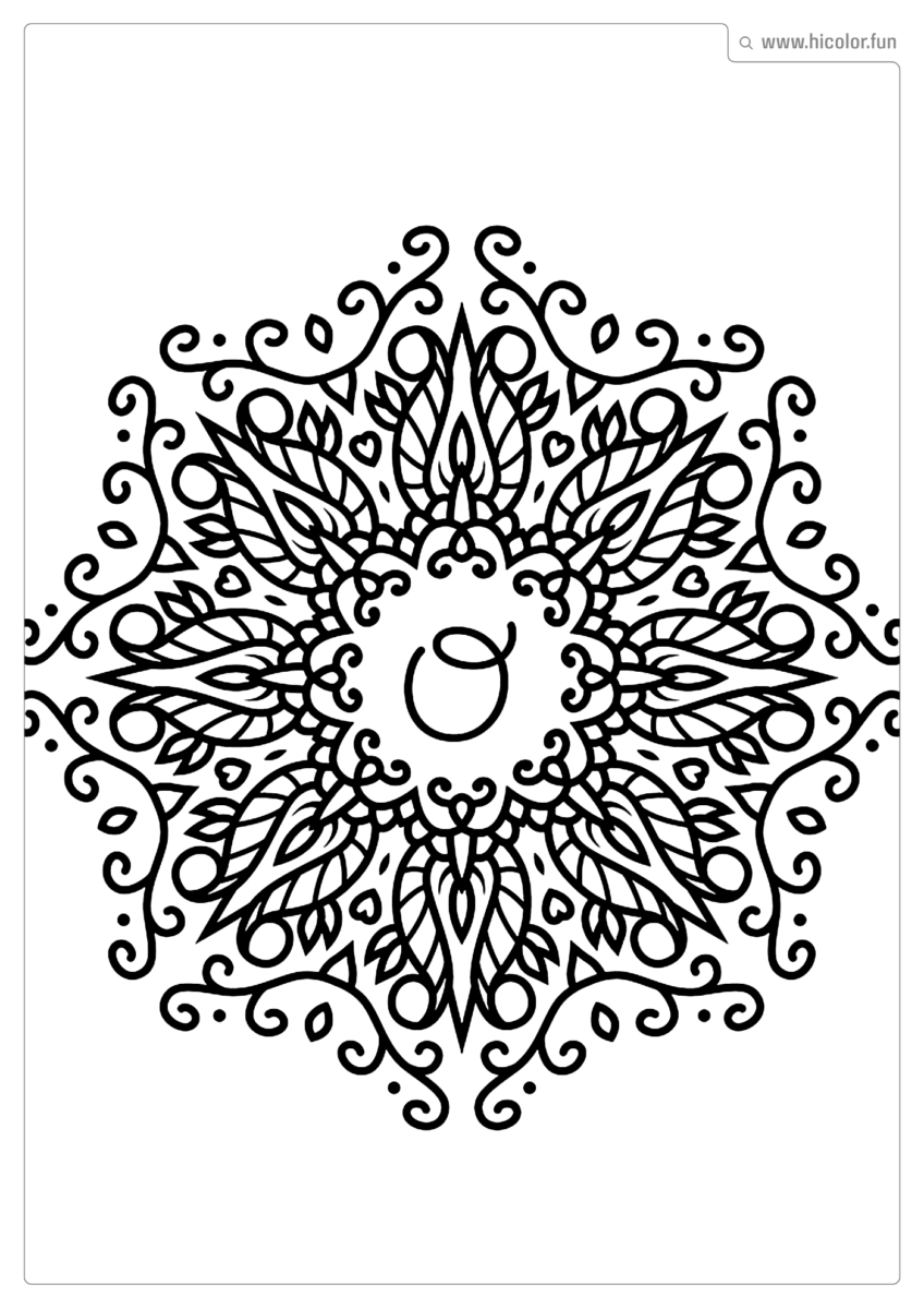 LETRA O PARA PINTAR E IMPRIMIR MANDALA ARABESCO