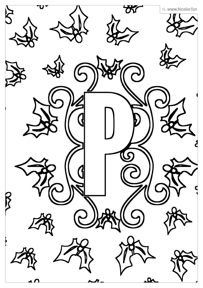 LETRA P DE PINTAR E IMPRIMIR NATAL