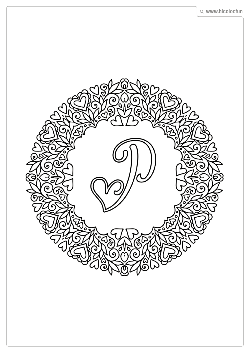 LETRA P PARA IMPRIMIR LOVE