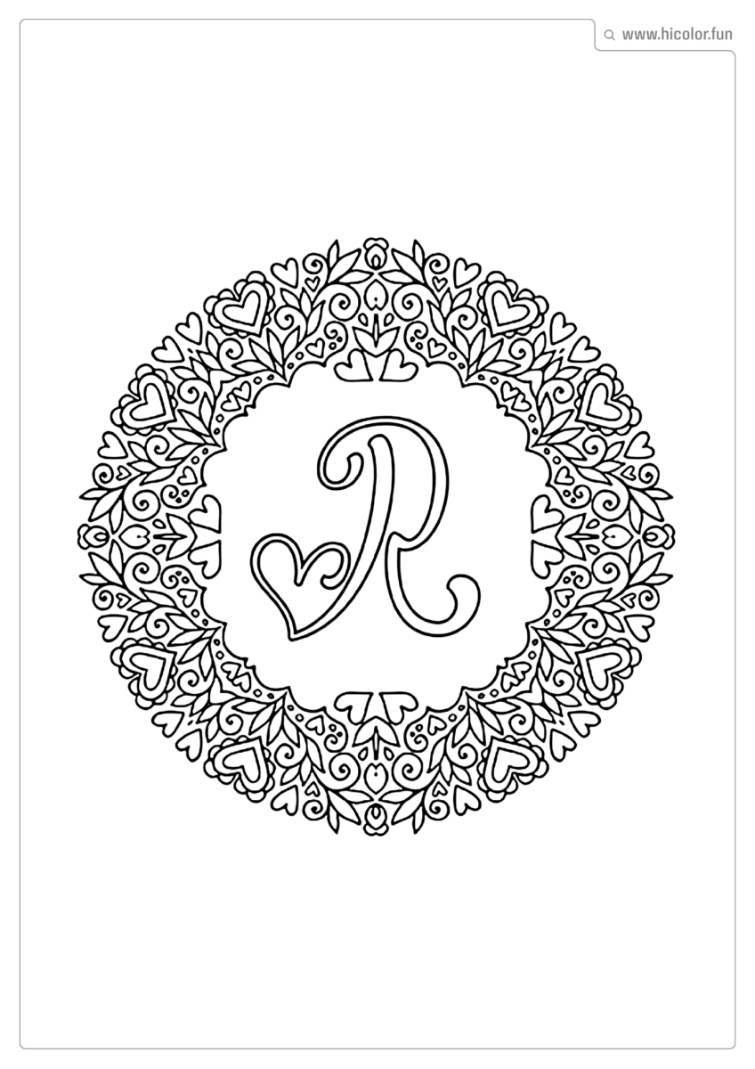 LETRA R PARA IMPRIMIR LOVE