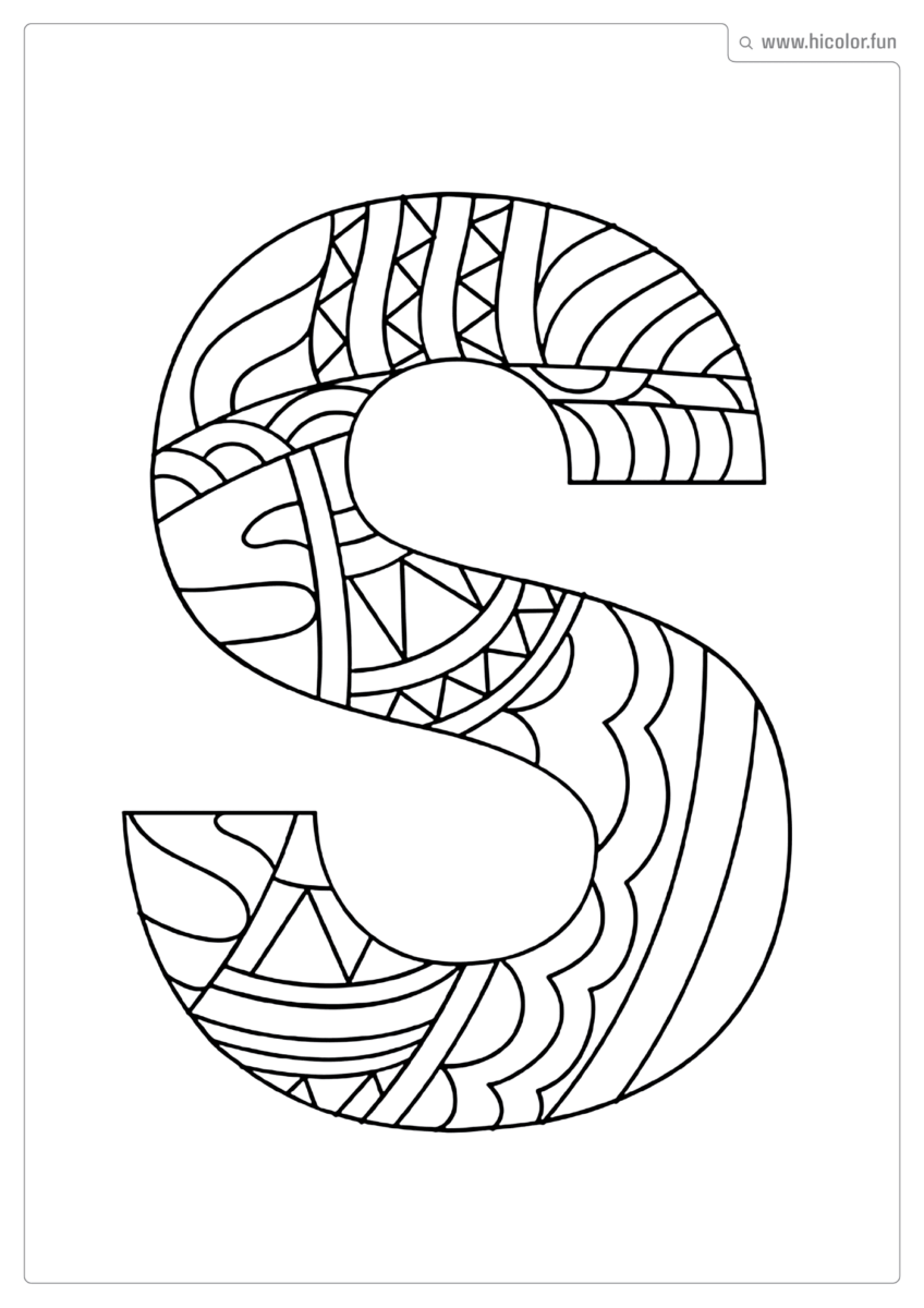 LETRA S PARA COLORIR E IMPRIMIR MANDALA