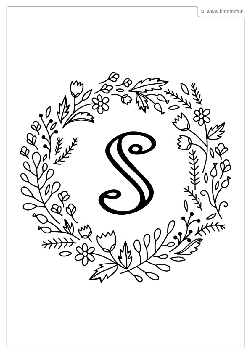 LETRA S PARA PINTAR FLORAL