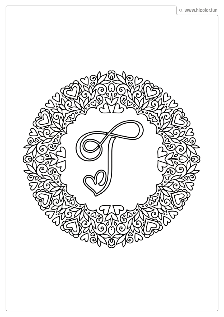 LETRA T PARA IMPRIMIR LOVE