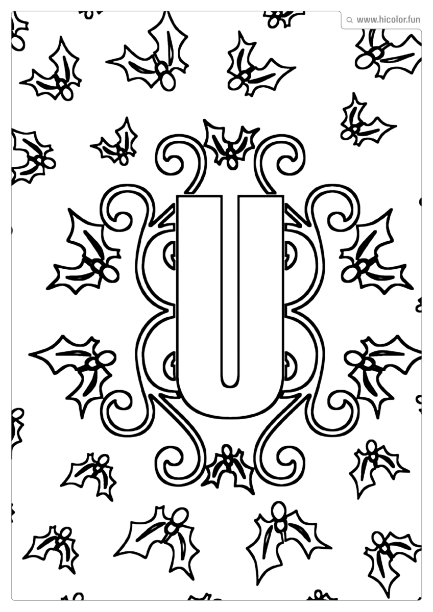 LETRA U DE PINTAR E IMPRIMIR NATAL