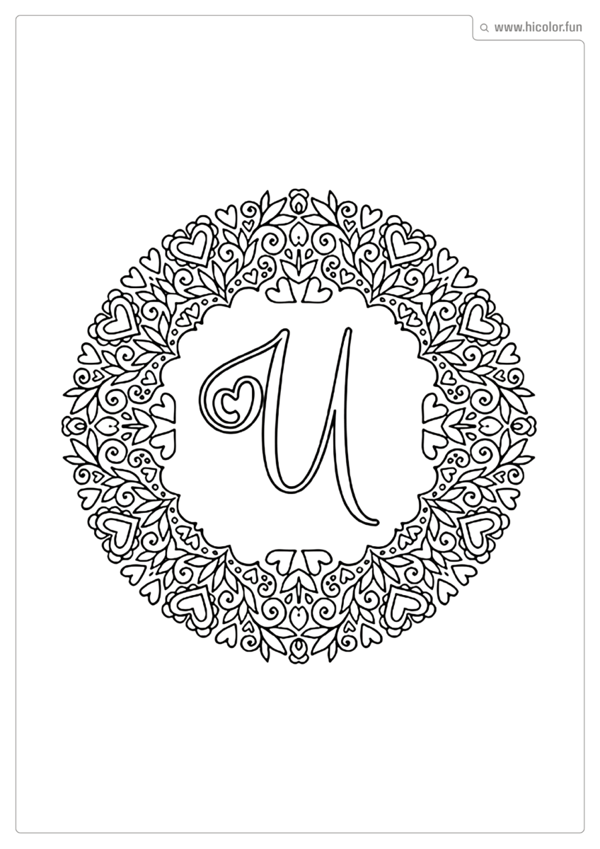 LETRA U PARA IMPRIMIR LOVE