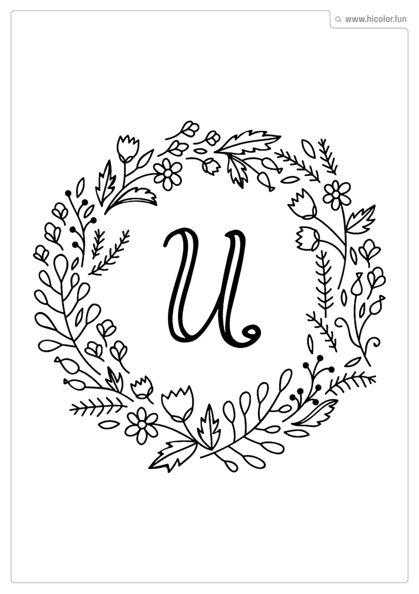 LETRA U PARA PINTAR FLORAL