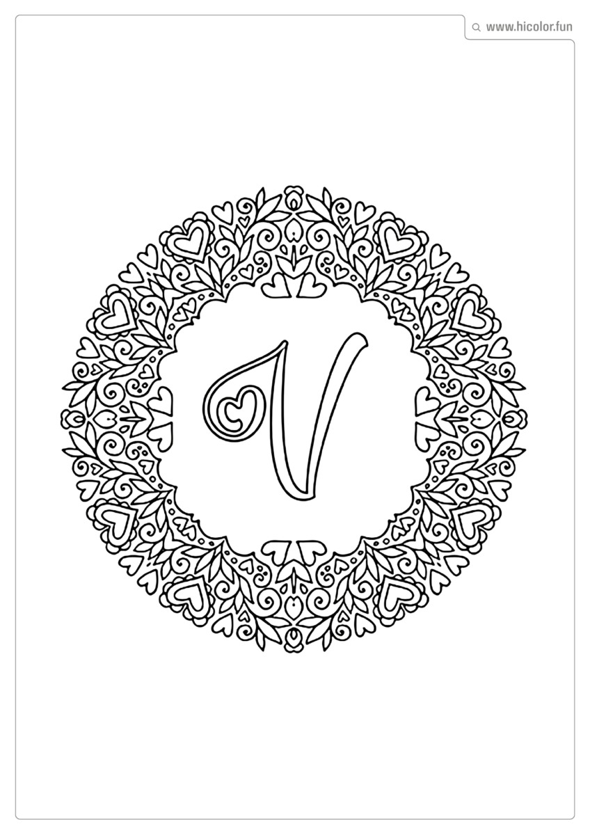 LETRA V PARA IMPRIMIR LOVE