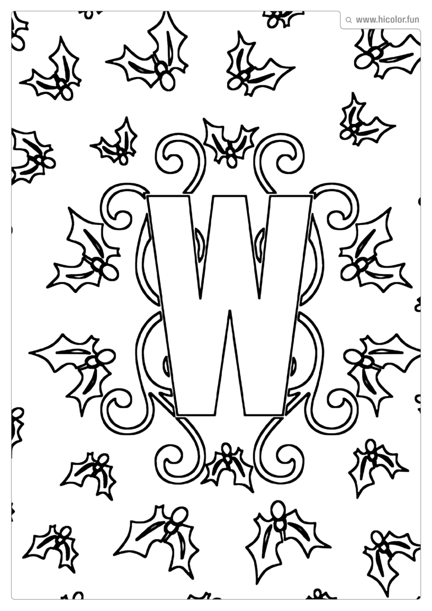 LETRA W DE PINTAR E IMPRIMIR NATAL