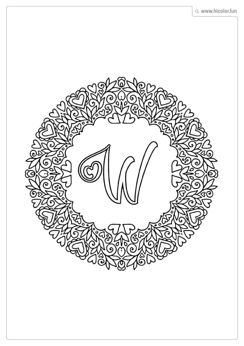 LETRA W PARA IMPRIMIR LOVE