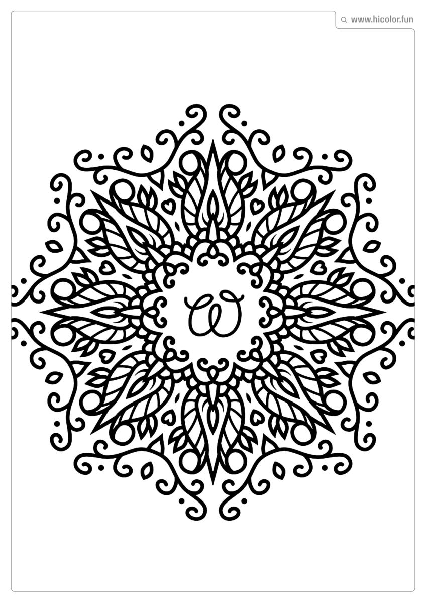 LETRA W PARA PINTAR E IMPRIMIR MANDALA ARABESCO