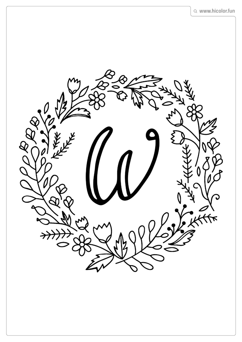 LETRA W PARA PINTAR FLORAL