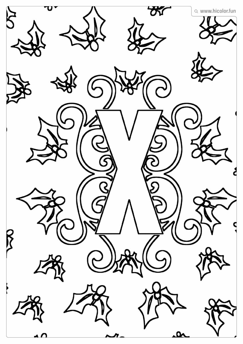 LETRA X DE PINTAR E IMPRIMIR NATAL